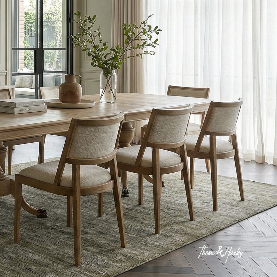 Argent Dining Chair Natural with Timber Legs | Contemporary Dining Chair Styling Argent dining chair in premium textured natural upholstery with natural timber legs and curved contemporary silhouette
