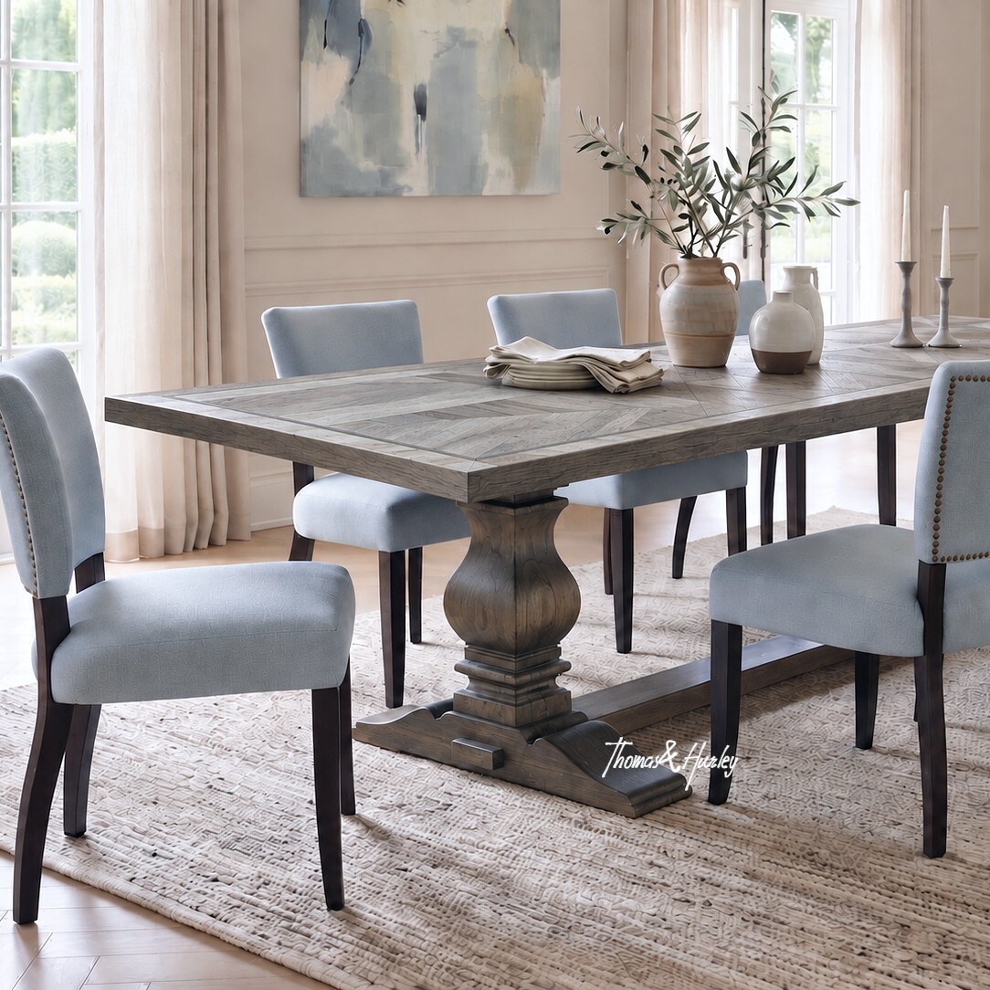 Darcy Oak Parquetry Double Extension Dining Table