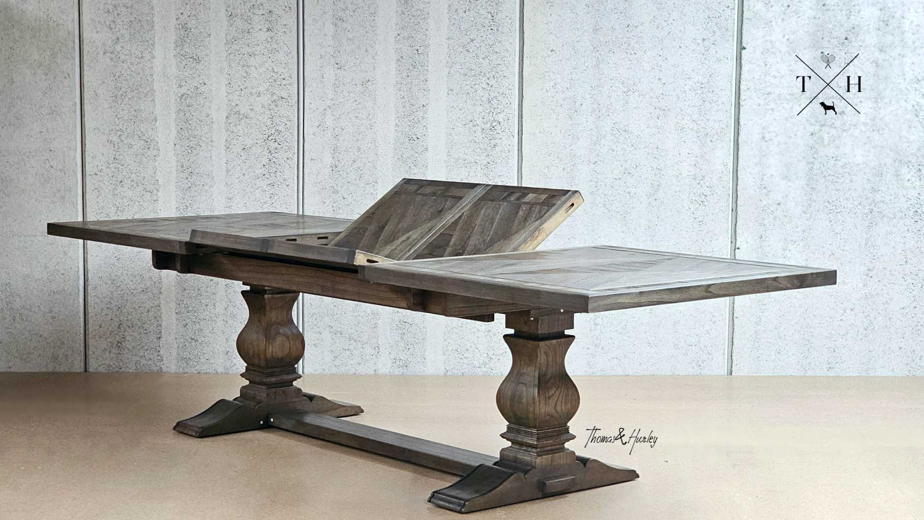 Darcy Oak Parquetry Double Extension Dining Table by Thomas and Hurley