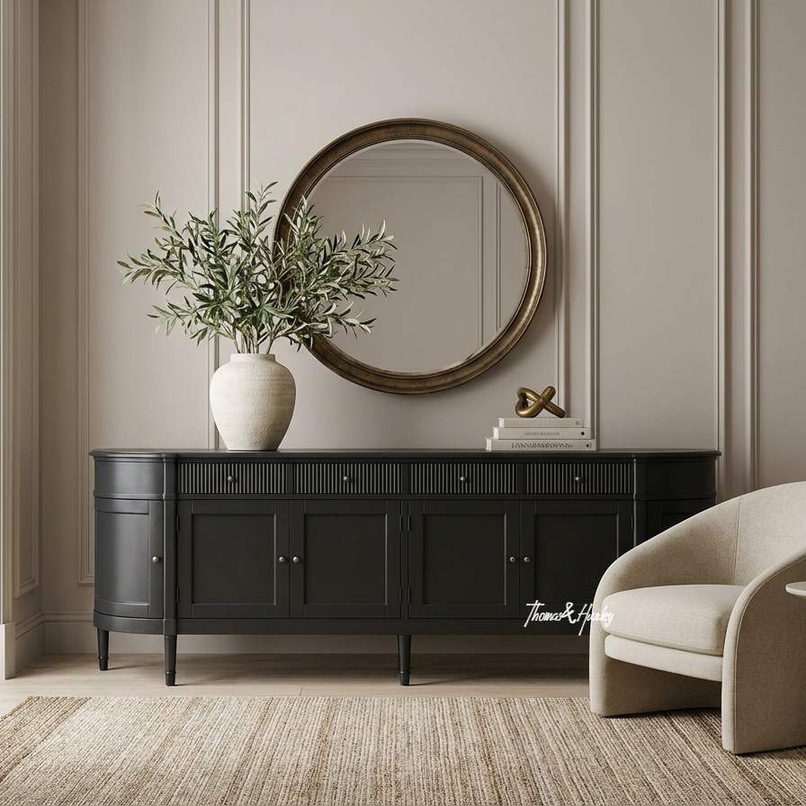 250cm Louis Buffet in Black in a contemporary australian home
