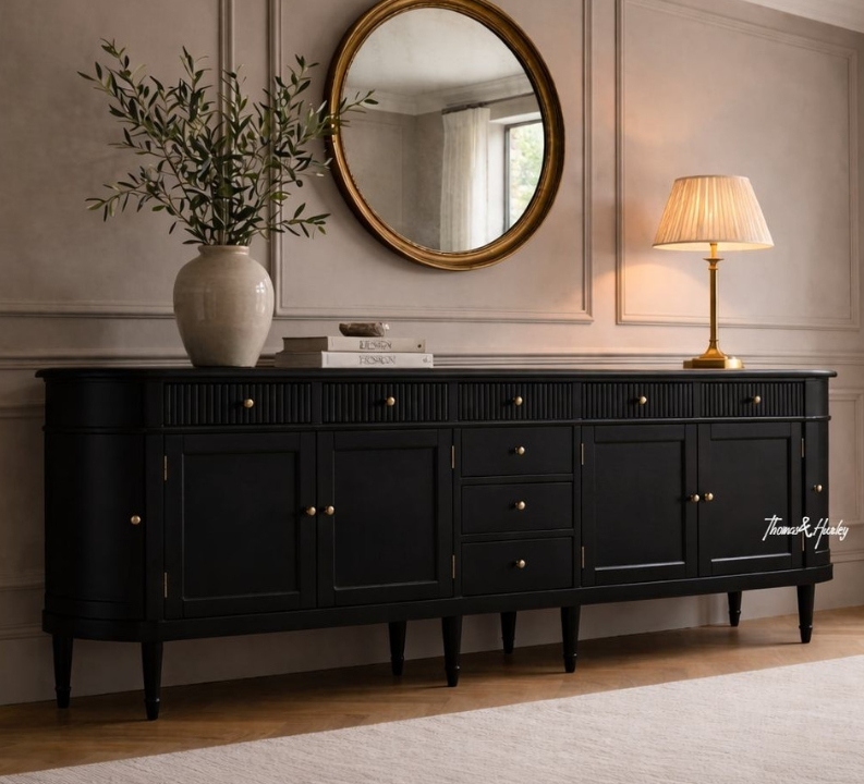 Louis Curved Sideboard 300cm Black Louis curved sideboard 300cm in black