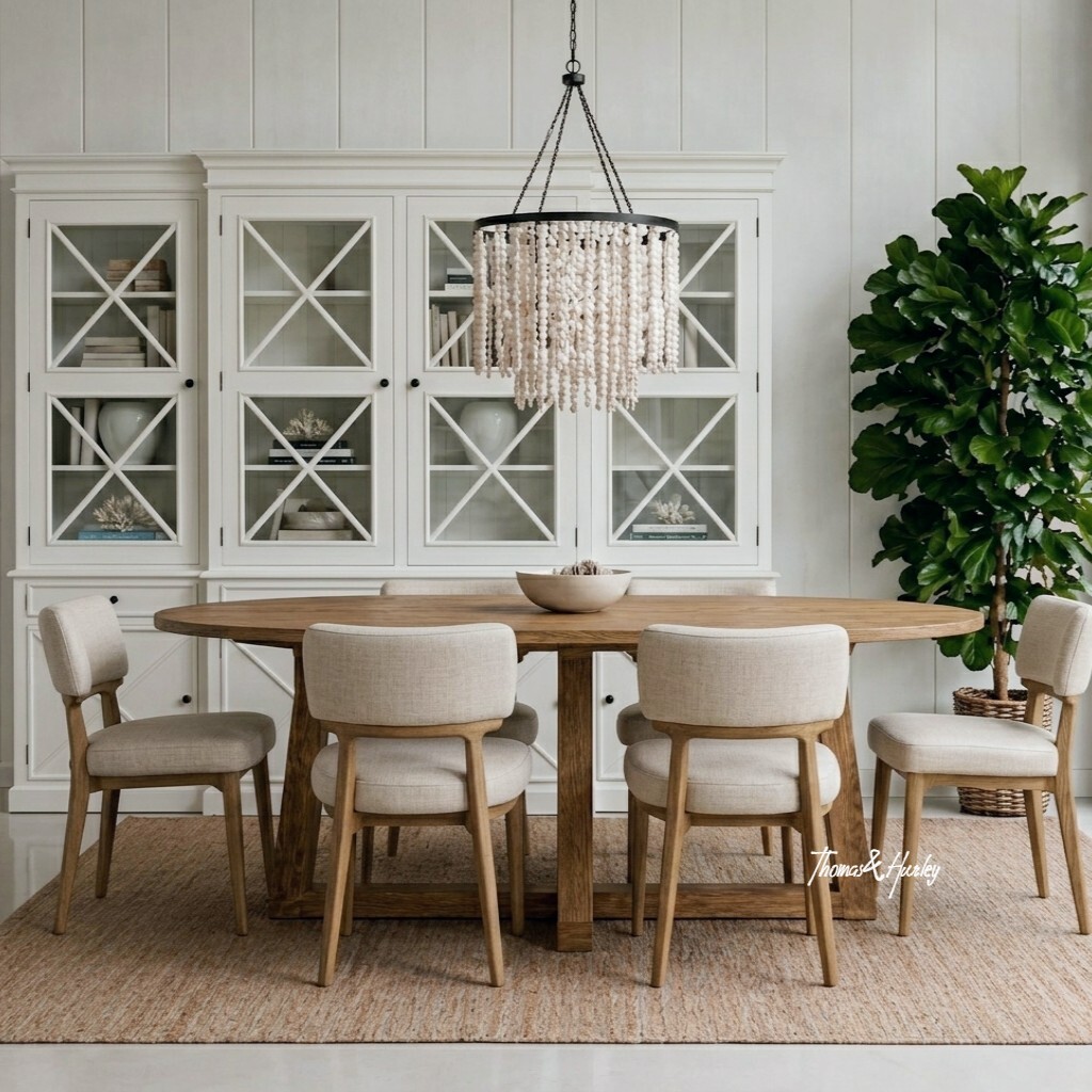 Ovalis oval dining table in natural oak by Thomas and Hurley