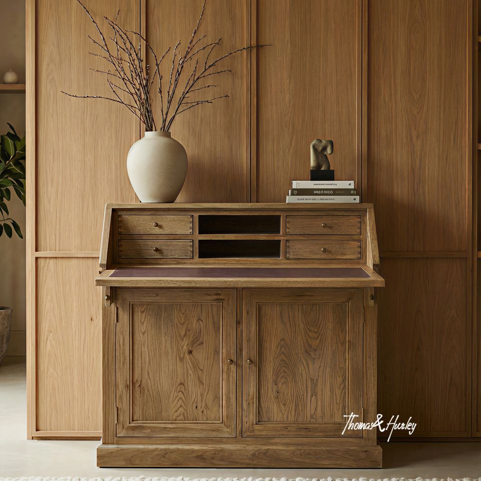 Reagan Oak Convertible Campaign Writing Desk open Reagan Oak Convertible Campaign Writing Desk open