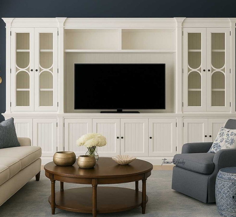 Stonefield Display TV Media Entertainment Wall Unit - 387cm - White Stonefield display TV media entertainment wall unit 387cm in white