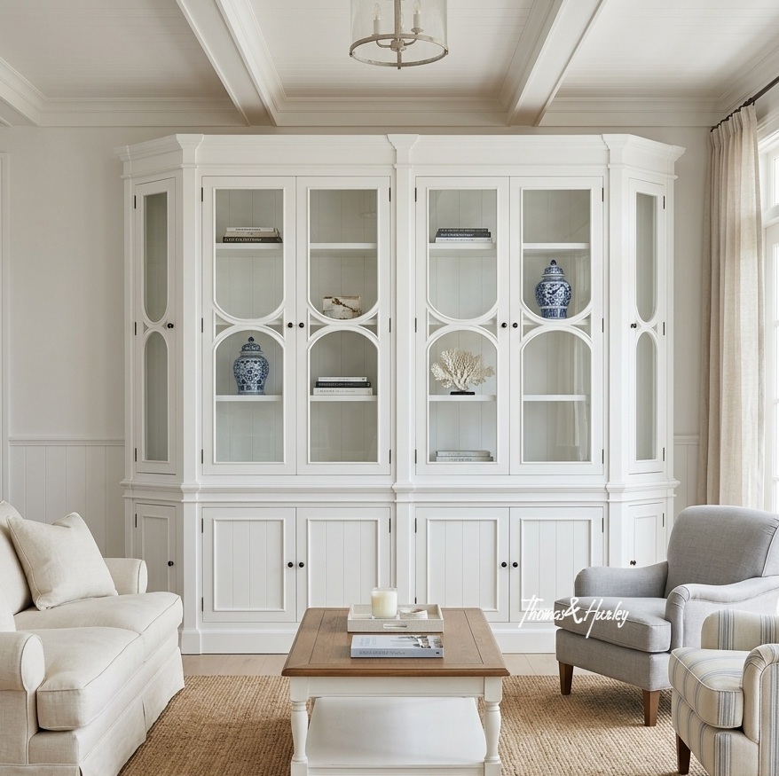 Stonefield Double Display Cabinet Wall Unit with Angled Sides